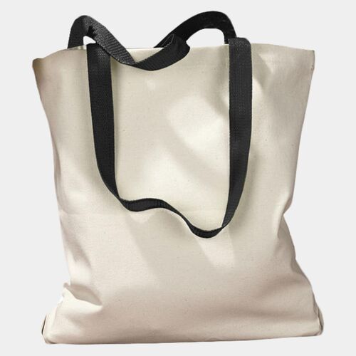 Canvas Tote with Contrast-Color Handles Thumbnail