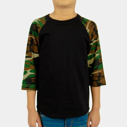 Youth Three-Quarter Sleeve Camo Raglan T-Shirt Thumbnail
