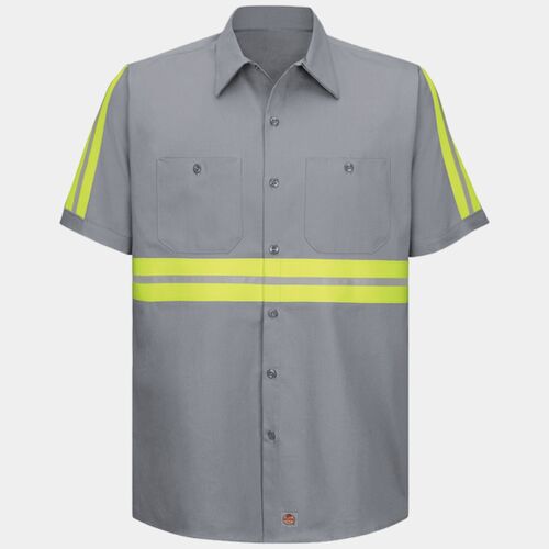 Men's Tall Enhanced Visibility Short Sleeve Cotton Work Shirt Thumbnail