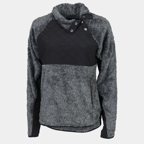 Women's Quilted Fuzzy Fleece Snap Placket Pullover Thumbnail