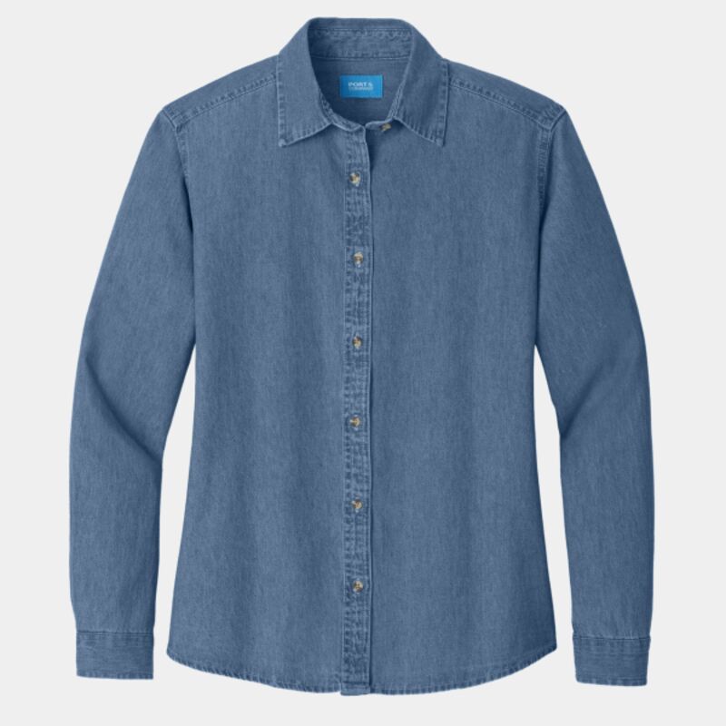 Ladies Long Sleeve Value Denim Shirt Thumbnail