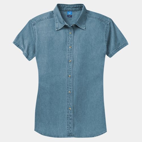 Ladies Short Sleeve Value Denim Shirt Thumbnail
