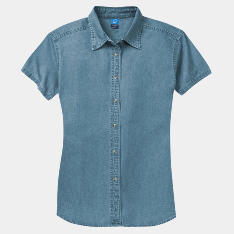 Ladies Short Sleeve Value Denim Shirt Thumbnail