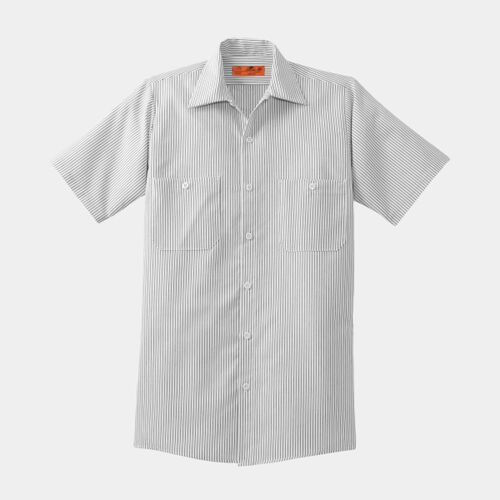 Short Sleeve Striped Industrial Work Shirt Thumbnail